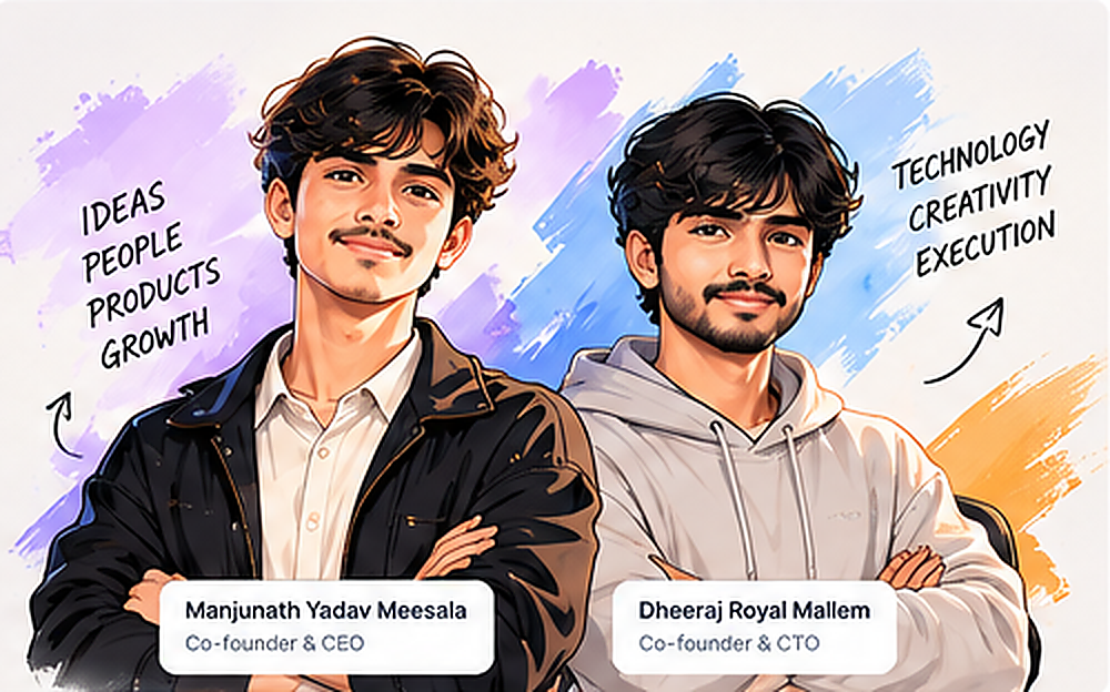 Vaynex founders Manjunath Yadav Meesala and Dheeraj Royal Mallem
