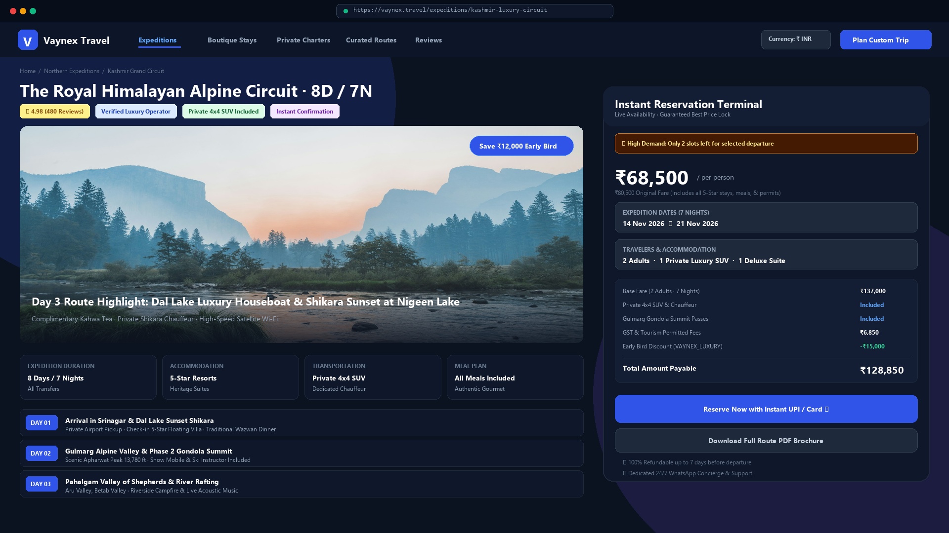 Expedition & Itinerary Booking Engine
